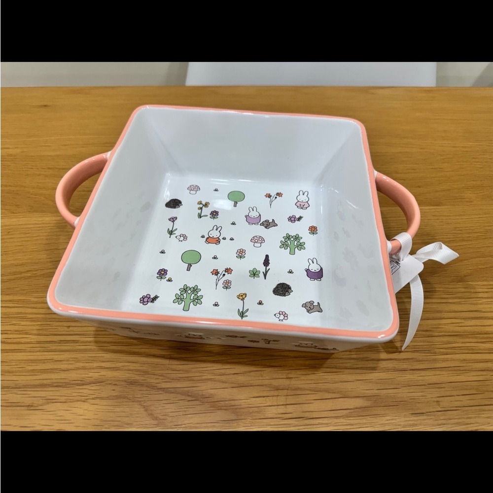 Decorative Ceramic Square Dish with Handles